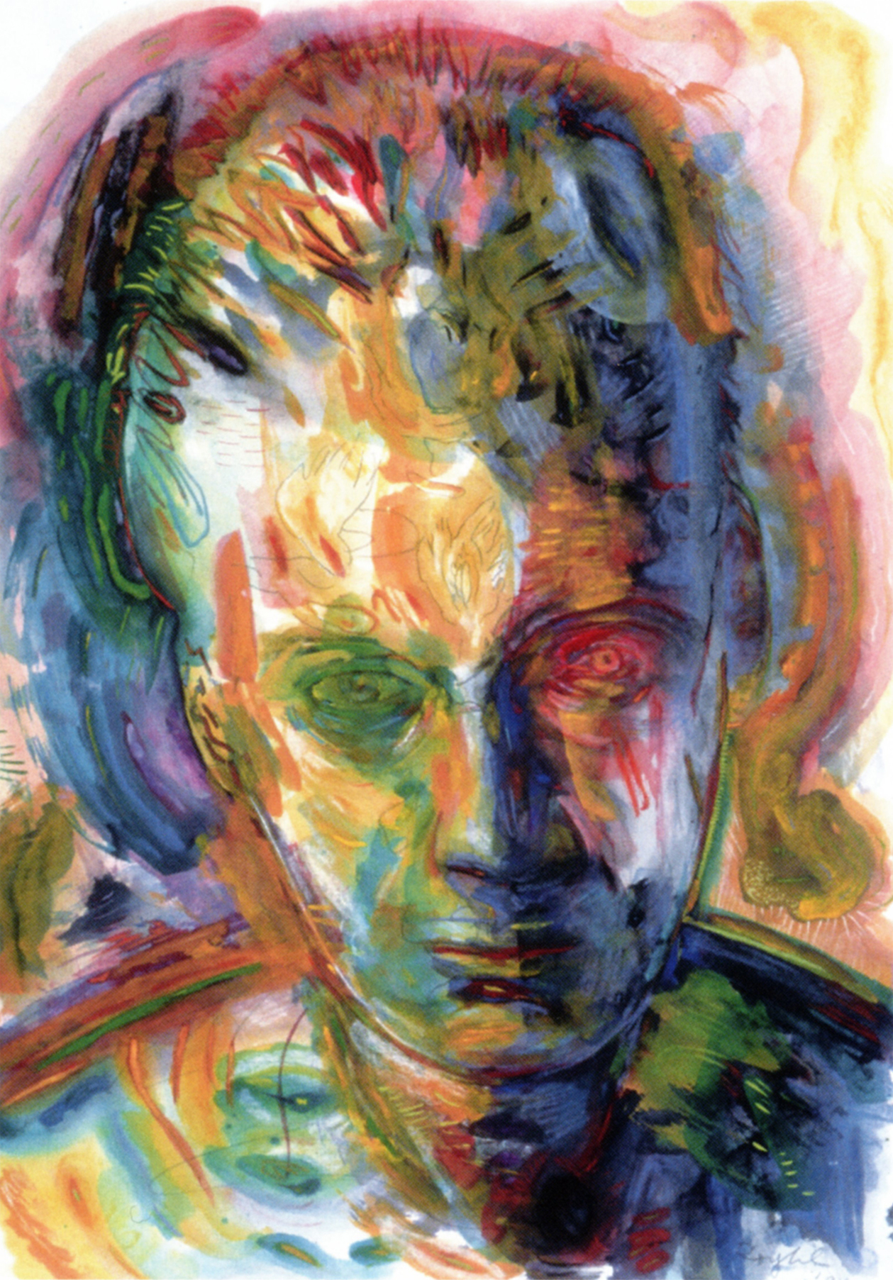 Robert Royhl, Self-Portrait, 1994, mineral pigments on paper, 22.5 x 15 inches, Collection of Yellowstone Art Museum.